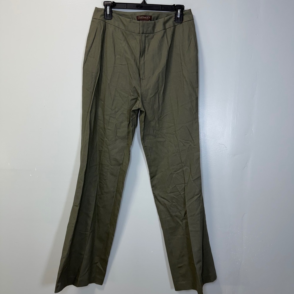 Chadwicks Collection Olive Green Linen Cotton Blend Dress Pants Size 10